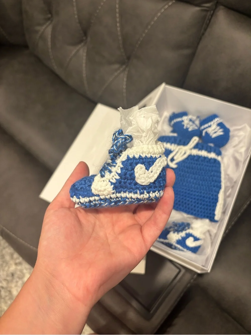 Handmade Blue Crochet Newborn Photoshoot Set